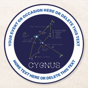 Northern Hemisphere Constellation Cygnus Round Paper Coaster