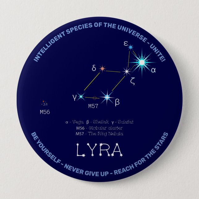 Northern Hemisphere Constellation Lyra 10 Cm Round Badge (Front)