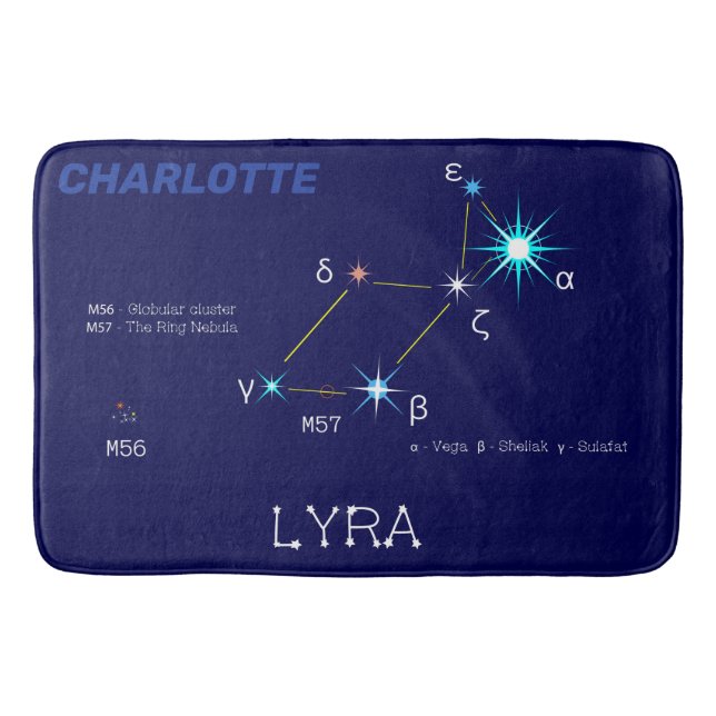 Northern Hemisphere Constellation Lyra Bath Mat (Front)