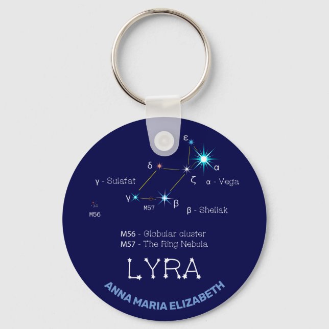 Northern Hemisphere Constellation Lyra Key Ring (Front)