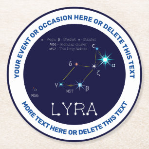 Northern Hemisphere Constellation Lyra Round Paper Coaster