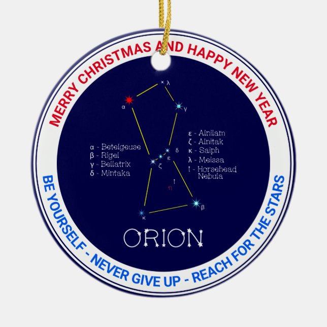 Northern Hemisphere Constellation Orion Ceramic Ornament (Front)