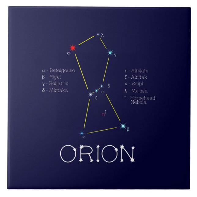 Northern Hemisphere Constellation Orion Ceramic Tile (Front)
