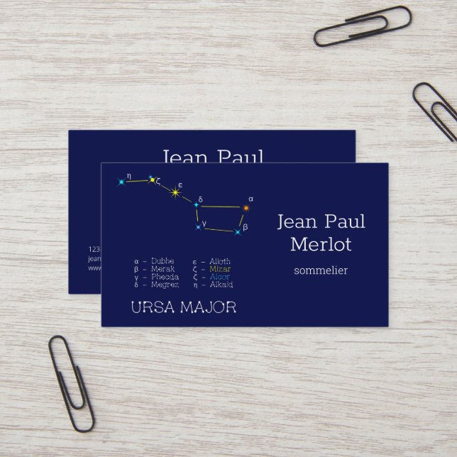 Northern Hemisphere Constellation Ursa Major Business Card (Front/Back In Situ)