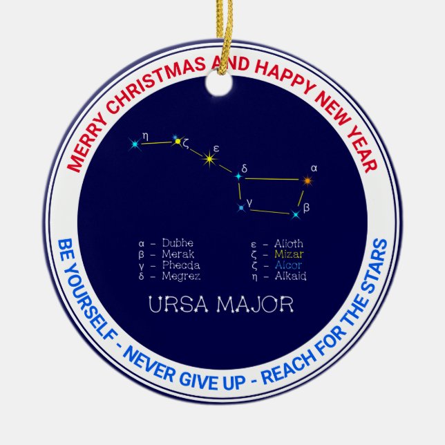 Northern Hemisphere Constellation Ursa Major Ceramic Ornament (Front)
