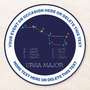Northern Hemisphere Constellation Ursa Major Round Paper Coaster