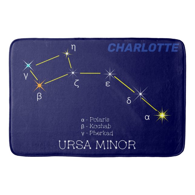Northern Hemisphere Constellation Ursa Minor Bath Mat (Front)