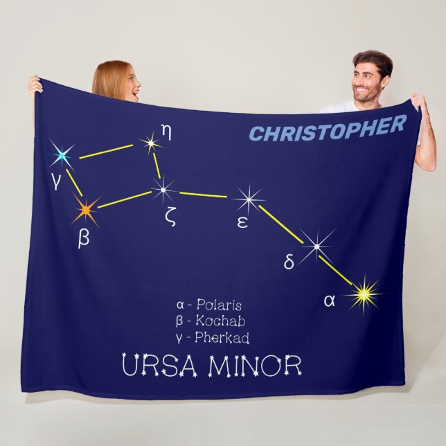 Northern Hemisphere Constellation Ursa Minor Fleece Blanket (In Situ)
