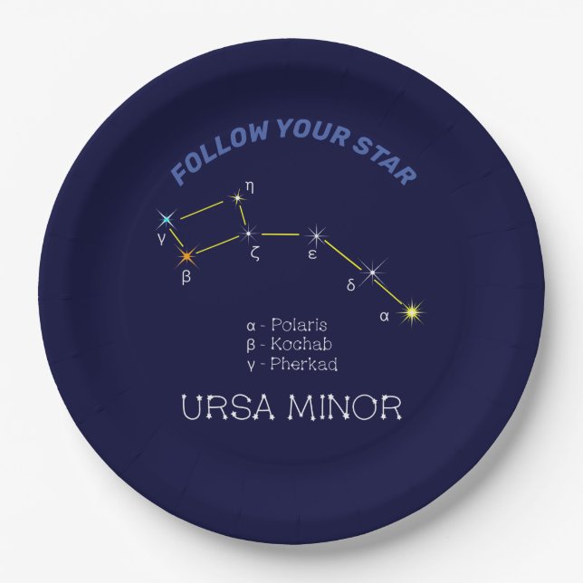 Northern Hemisphere Constellation Ursa Minor Paper Plate (Front)