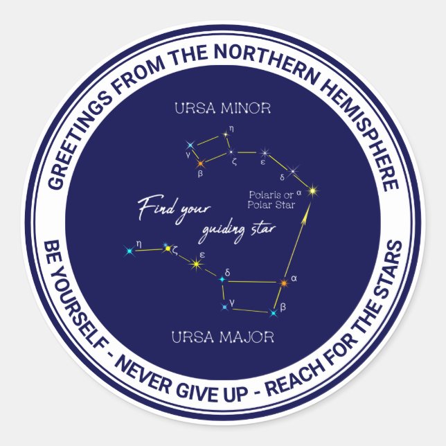Northern Hemisphere Finding Polaris Star Classic Round Sticker (Front)