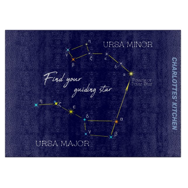 Northern Hemisphere Finding Polaris Star Cutting Board (Front)