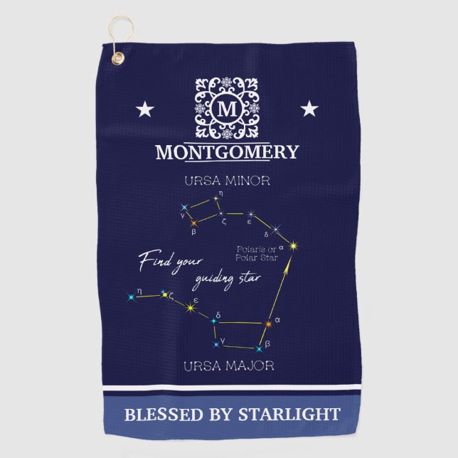 Northern Hemisphere Finding Polaris Star Golf Towel (Front)