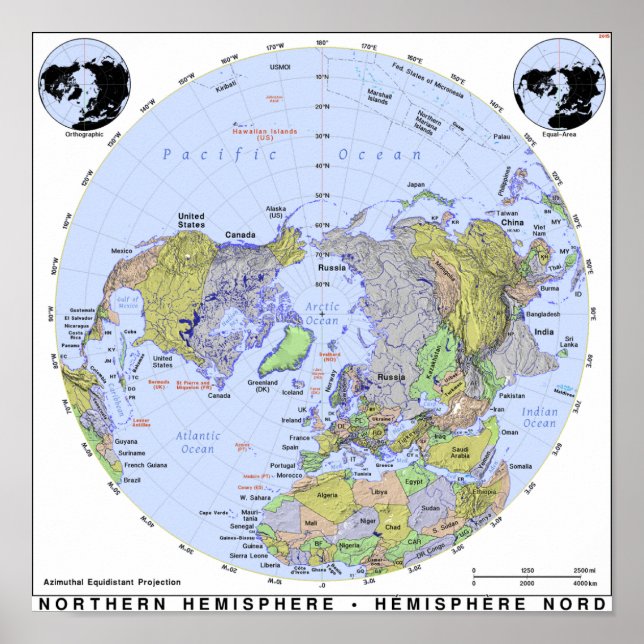 Northern Hemisphere Map Poster (Front)