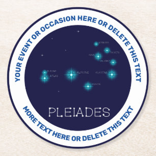 Northern Hemisphere Pleiades Star Formation Round Paper Coaster
