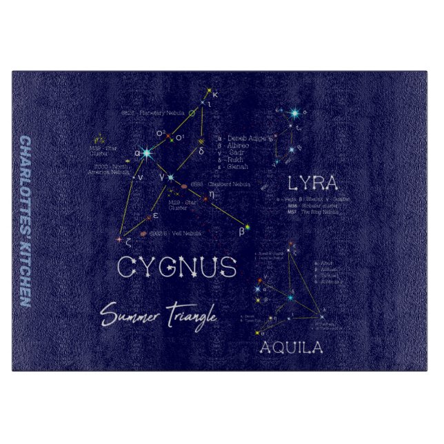 Northern Hemisphere Summer Triangle Stars Cutting Board (Front)