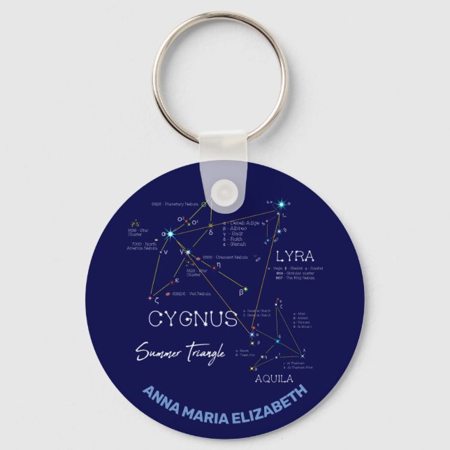 Northern Hemisphere Summer Triangle Stars Key Ring (Front)