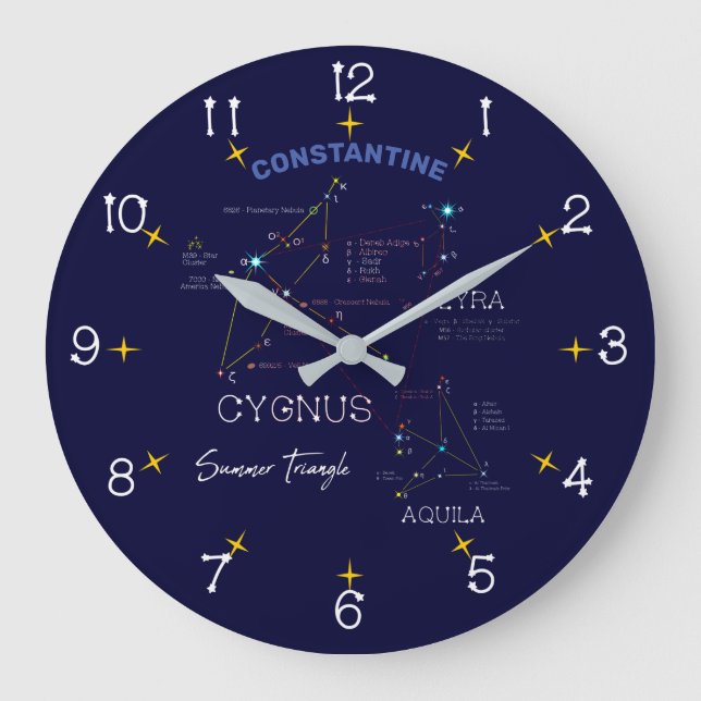 Northern Hemisphere Summer Triangle Stars Large Clock (Front)