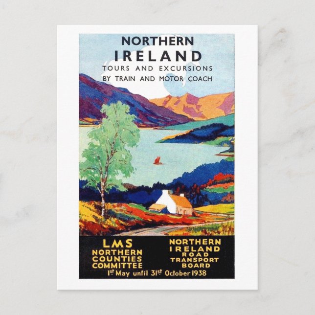 Northern Ireland landscape tours, vintage travel Postcard (Front)