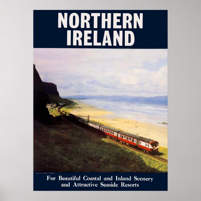 Northern Ireland, railway train by the coast Poster (Front)