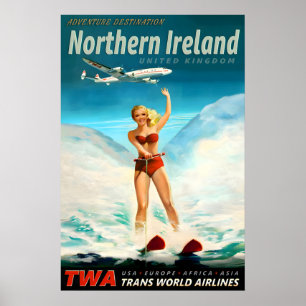 Northern Ireland TWA Trans World Airlines Poster