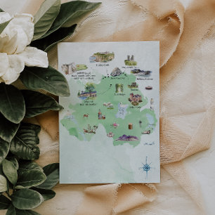Northern Ireland Wedding Map Itinerary Invitation