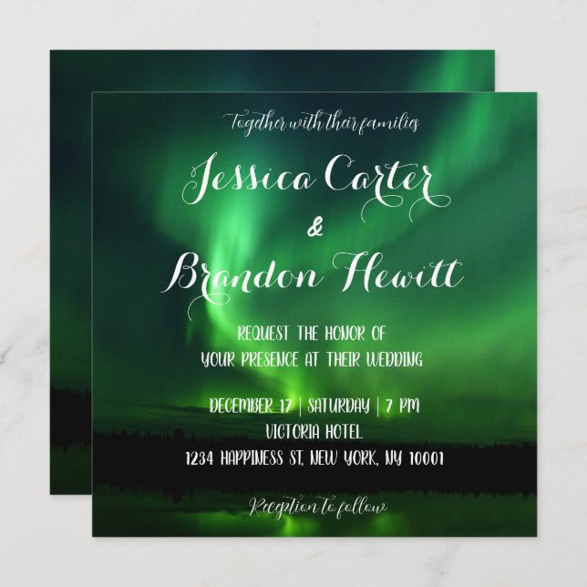 Northern Light Aurora Borealis Wedding Invitation (Front/Back)