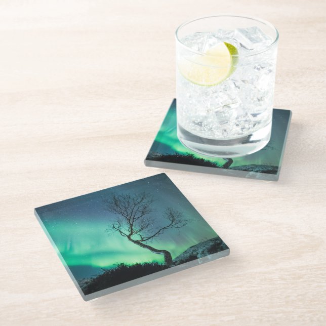 Northern Light Norway Glass Coaster (Angled)