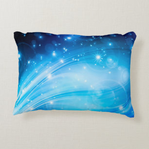 Northern Light Stars blue + your text & ideas Decorative Cushion
