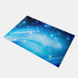 Northern Light Stars blue + your text & ideas Doormat