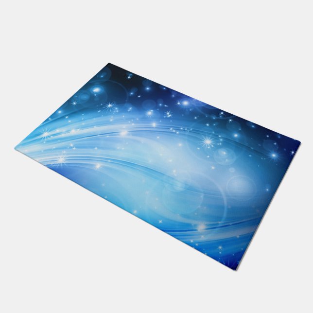 Northern Light Stars blue + your text & ideas Doormat (Angled)