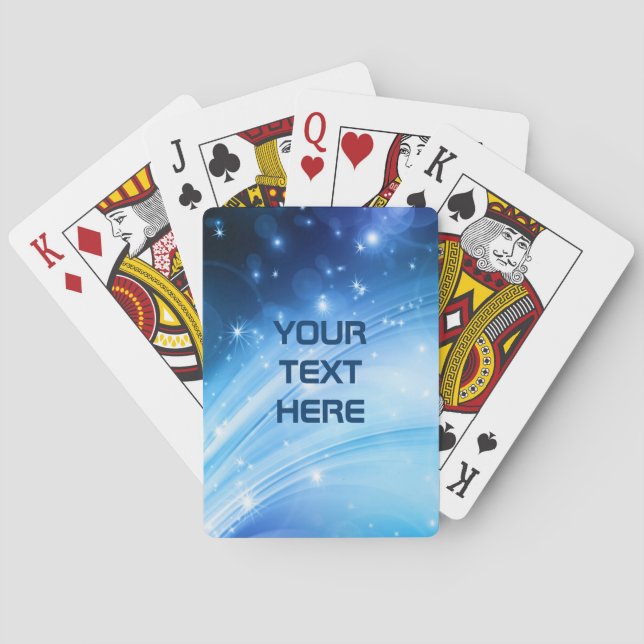 Northern Light Stars blue + your text & ideas Playing Cards (Back)