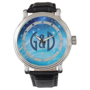 Northern Light Stars blue + your text & ideas Watch