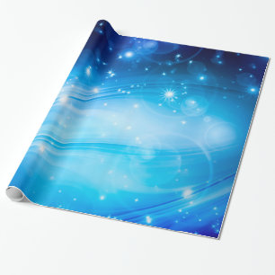 Northern Light Stars blue + your text & ideas Wrapping Paper