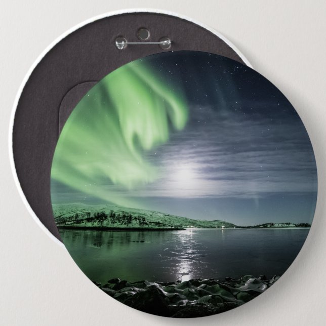 Northern Lights 6 Cm Round Badge (Front & Back)