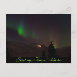 Northern Lights above The Star On The Mountain Postcard