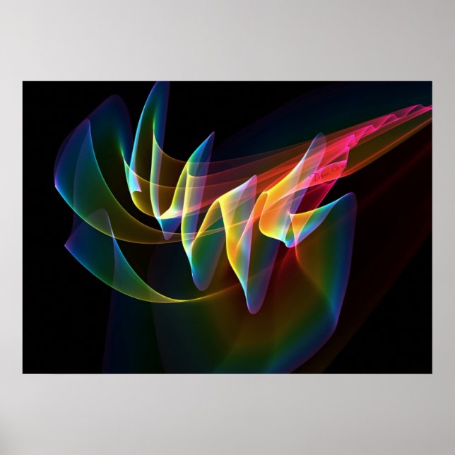 Northern Lights, Abstract Rainbow Aurora Colourful Poster (Front)