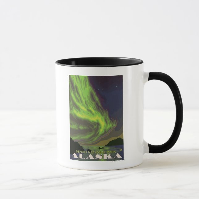 Northern Lights and Orcas - Denali Nat'l Park, Mug (Right)