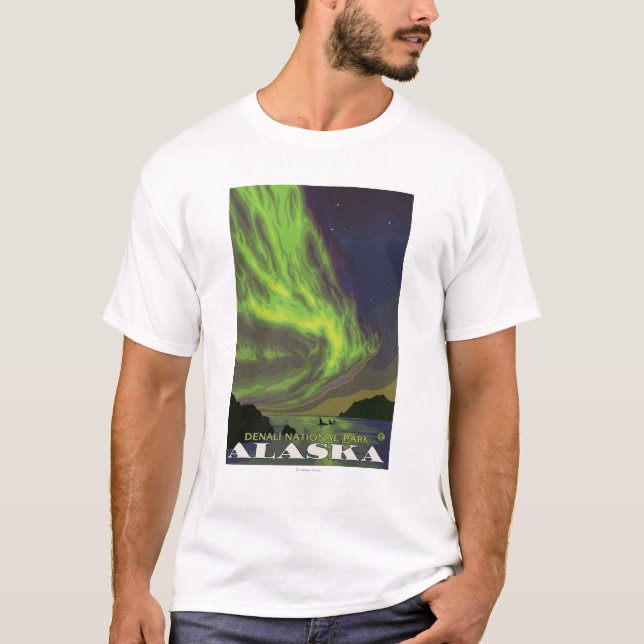 Northern Lights and Orcas - Denali Nat'l Park, T-Shirt (Front)