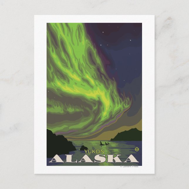 Northern Lights and Orcas - Yukon, Alaska Postcard (Front)