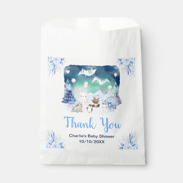 Northern Lights Animals Baby Shower Thank You Favour Bag (Front)