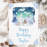 Northern Lights Arctic Animals Happy Birthday