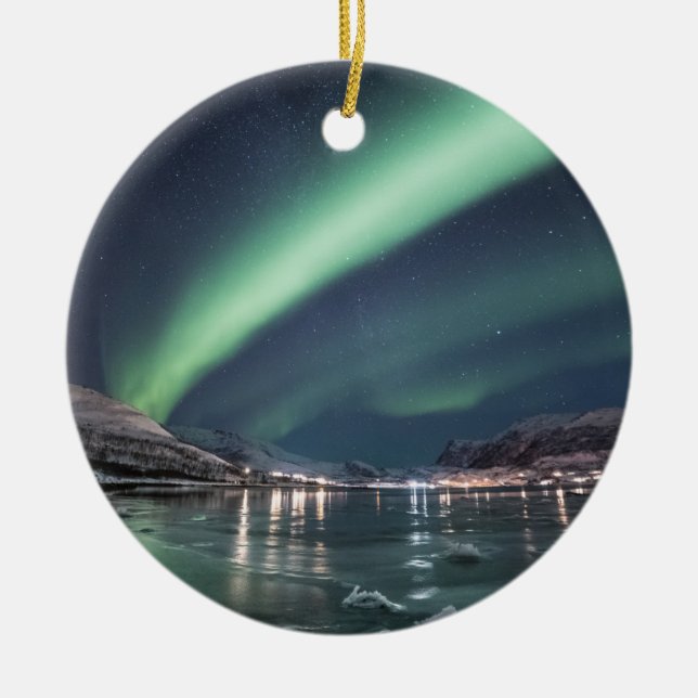 Northern Lights Arctic Ceramic Ornament (Front)