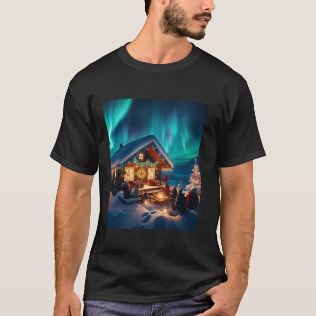 Northern Lights Arctic Christmas Magical Lights in T-Shirt (Front)