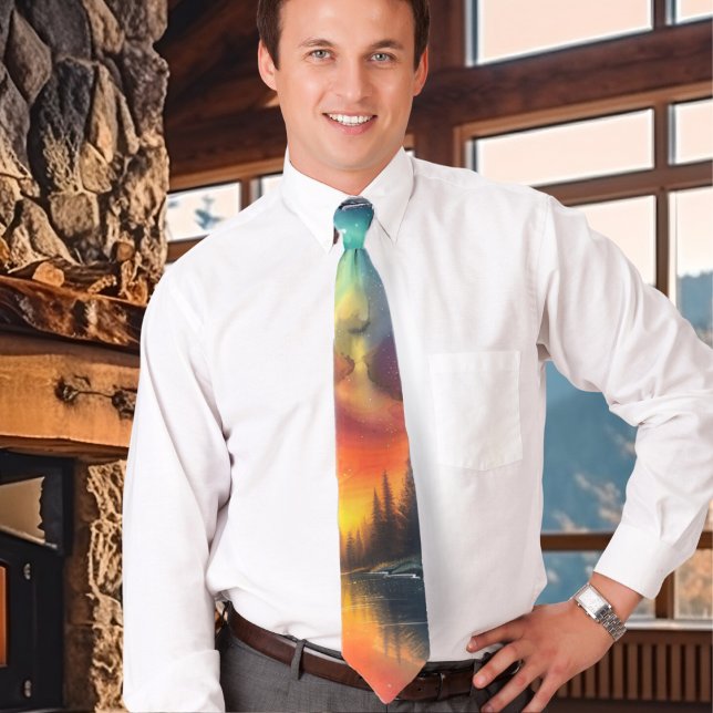 Northern Lights At The Lake  Neck Tie (Creator Uploaded)