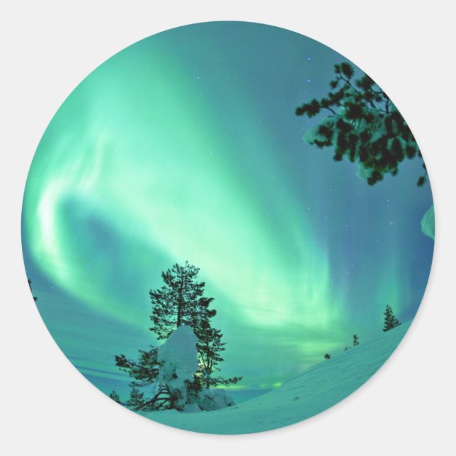 Northern Lights at Winter Classic Round Sticker (Front)