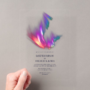 Northern Lights Aurora Borealis Celestial Wedding Acrylic Invitations