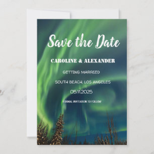 Northern Lights Aurora Borealis Galaxy Sky Wedding Save The Date