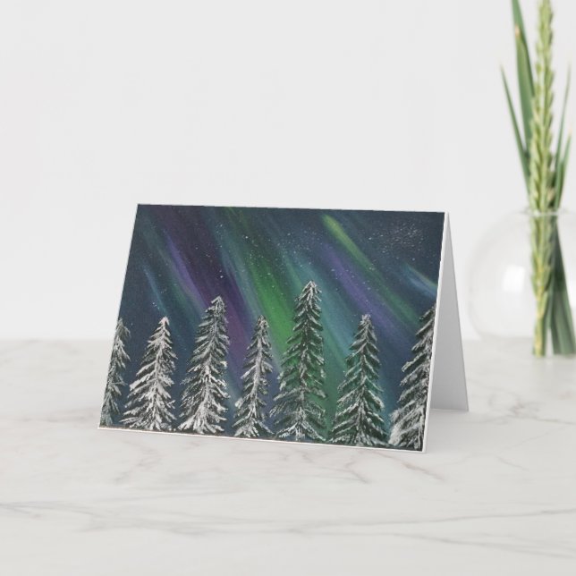 Northern Lights, Aurora Borealis Holiday Card (Front)