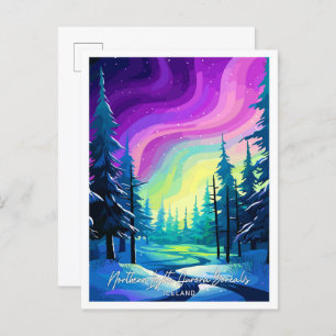 Northern Lights Aurora Borealis illustration Postcard