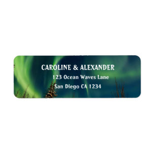 Northern Lights Aurora Borealis Night Sky Return Address Label
